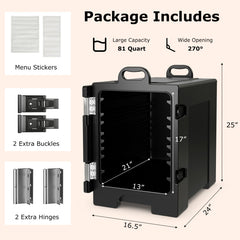 81 QT Hot Box Food Warmer with 5 Full-Size Pans and Handles Double Buckles