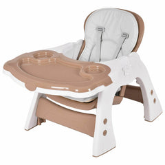 3-in-1 Infant Table and Chair Set Baby High Chair In Brown