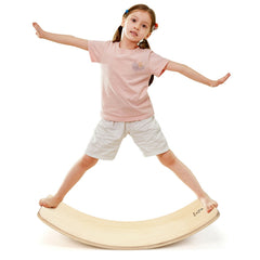 Wooden Wobble Balance Board Kids 35 Inch Rocker Yoga Curvy Board Toy with Felt Layer