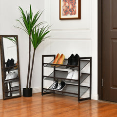 2/3/4 Tiers Flat and Slant Metal Shoe Rack for Entryway Hallway