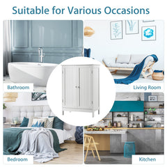 2-Door Freestanding Wooden Bathroom Cabinet with Adjustable Shelf