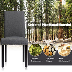 Set of 2 Fabric Upholstered Dining Chairs with Nailhead