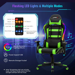 RGB Gaming Chair with LED Lights and Remote
