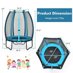 4 Feet Kids Trampoline Recreational Bounce Jumper with Enclosure Net