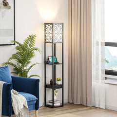 Modern Standing Shelf Lamp with 1 Power Outlet and 2 USB Ports