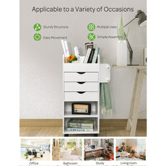 Wooden Utility Rolling Craft Storage Cart with Lockable Casters