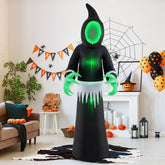 8 Feet Giant Halloween Inflatable Ghost with Built-in LED Lights and Mirror Face