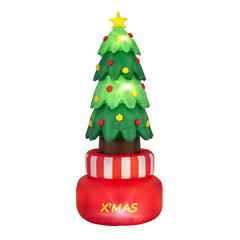 8 Feet Inflatable Rotating Xmas Tree with Built-in LED Lights and Water Bags