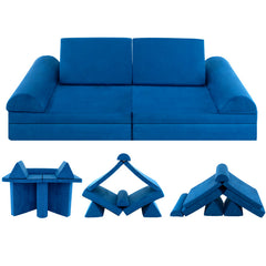 6 Pieces Convertible Kids Play Couch Set with Zipper