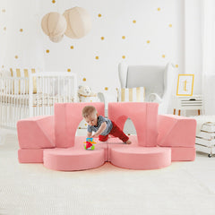 8 Pieces Kids Modular Play Sofa with Detachable Cover for Playroom and Bedroom