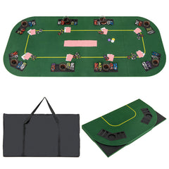 79 x 36 Inch 8-Player Foldable Poker Table Top with Carry Bag and Cup Holders