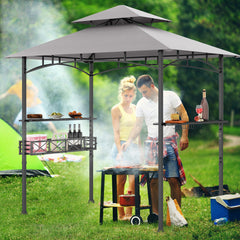 8 x 5 Feet Outdoor Grill Gazebo with 2 Side Shelves and 10 Hooks