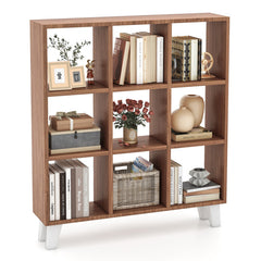 9-Cube Bookcase with 6 Removable Shelves and Raised Support Feet