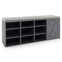 9-cube Shoe Bench with Adjustable Shelves and Removable Padded Cushion