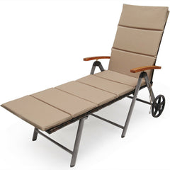 Foldable Wicker Outdoor Chaise Lounge Chair with Aluminum Frame