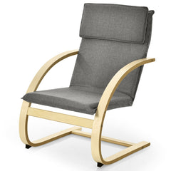Modern Fabric Upholstered Bentwood Lounge Chair