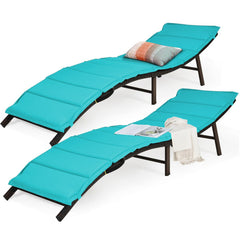 2 Pieces Folding Patio Lounger Chair