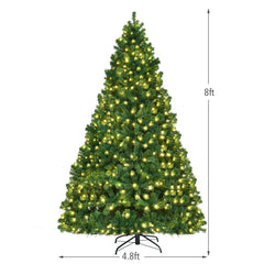 7/7.5/8 Feet Pre-lit Artificial Natural Christmas Tree with LED Lights