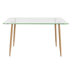 Glass Rectangular Dining Table with Metal Legs