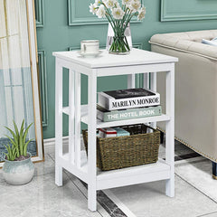3-Tier Nightstand Set of 2 with Reinforced Bars and Stable Structure