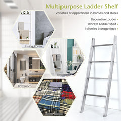 4-Tier Wall Leaning Ladder Shelf Stand