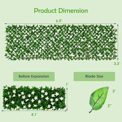 4 Pieces Expandable Faux Ivy Privacy Screen Fence Panel Pack with Flower