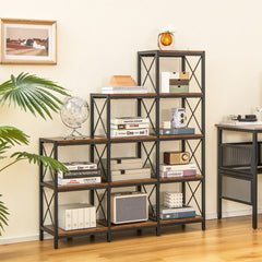 9 Cubes Bookcase with Carbon Steel Frame for Home Office