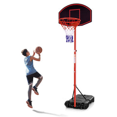 Portable basketball hoop with backboard and wheels