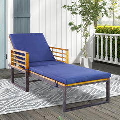 Adjustable Cushioned Patio Chaise Lounge Chair with 4-Level Backrest
