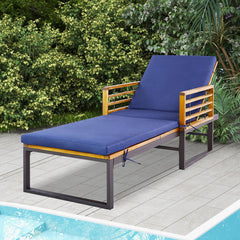 Adjustable Cushioned Patio Chaise Lounge Chair with 4-Level Backrest