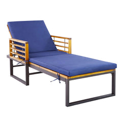 Adjustable Cushioned Patio Chaise Lounge Chair with 4-Level Backrest