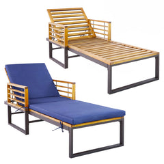 Adjustable Cushioned Patio Chaise Lounge Chair with 4-Level Backrest