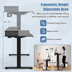 55 Inch x 24 Inch Height Adjustable Electric Standing Desk with 2 Drawers
