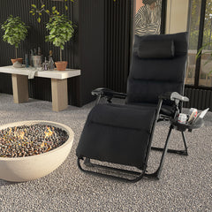 Adjustable Metal Zero Gravity Lounge Chair with Removable Cushion and Cup Holder Tray