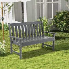 52 Inch All-Weather HDPE Outdoor Bench with Backrest and Armrests
