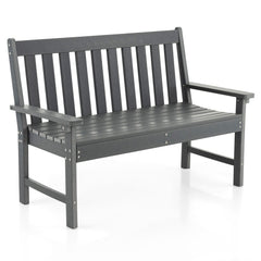 52 Inch All-Weather HDPE Outdoor Bench with Backrest and Armrests