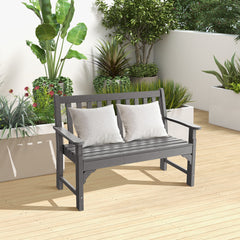 All-Weather HDPE 2-Person Garden Bench with Backrest and Armrests