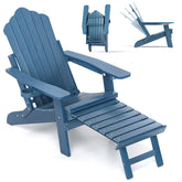 All-Weather HIPS Patio Adirondack Lounge Chair with Retractable Footrest