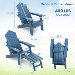 All-Weather HIPS Patio Adirondack Lounge Chair with Retractable Footrest