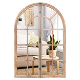 Arched Window Pane Farmhouse Wall Mounted Decorative Mirror