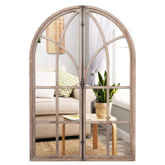 Arched Window Pane Mirror Wall Mounted for Living Room and Entryway