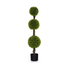 4 FT Artificial Ball Shape Bush Tree with Lush PE leaves and Trunk