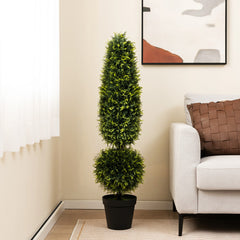 4 Feet Artificial Boxwood Topiary Tree with Natural Vines and PE Leaves