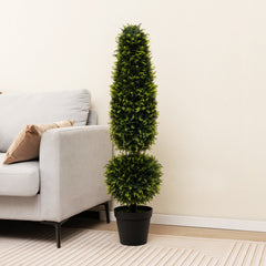 4 Feet Artificial Boxwood Topiary Tree with Natural Vines and PE Leaves