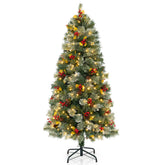 5/7.5/9 FT Pre-Lit Artificial Christmas Tree with 453/1096/1416 PVC and Pine Needles
