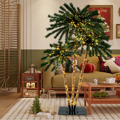 Artificial Lighted Palm Tree with Metal Base, 157 Branch Tips and 930 Warm White LED Lights
