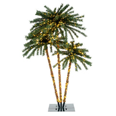 Artificial Lighted Palm Tree with Metal Base, 157 Branch Tips and 930 Warm White LED Lights