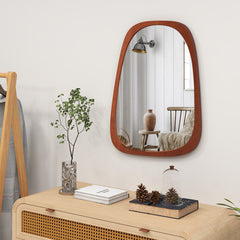 Asymmetrical Abstract Irregular Shaped Wall Mirror with Rustic Frame