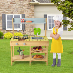Backyard Pretend Play Toy Kitchen with Stove Top