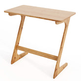 Bamboo Z-Shaped Spacious Sofa Side Table with Space-Saving Tabletop